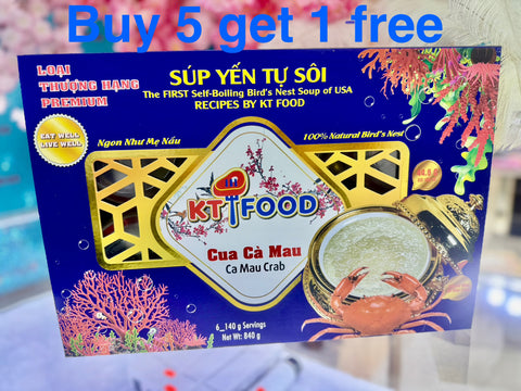 Súp yến Tự Sôi Cua Cà Mau - Instant Bird Nest with Crab Meat 140g x 6 Bowls [YEN06]