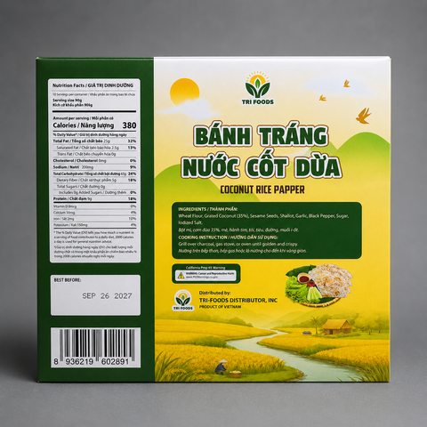 Bánh Tráng Nước Cốt Dừa - Coconut Rice Paper 950g (Limit 2) [BANT02]