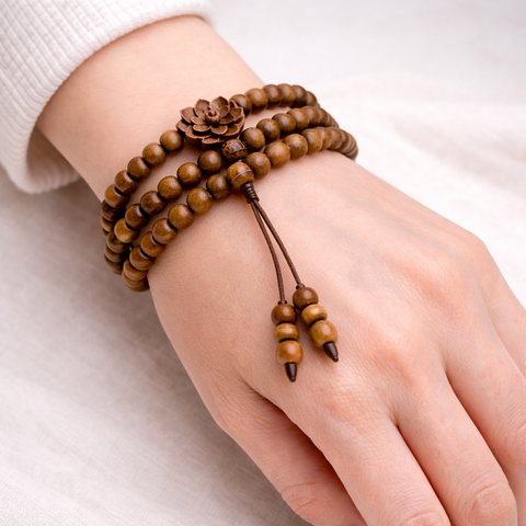 Lotus Charm Bracelet 108 Beads 8mm | Lắc Tay 108 Hạt 8 Ly